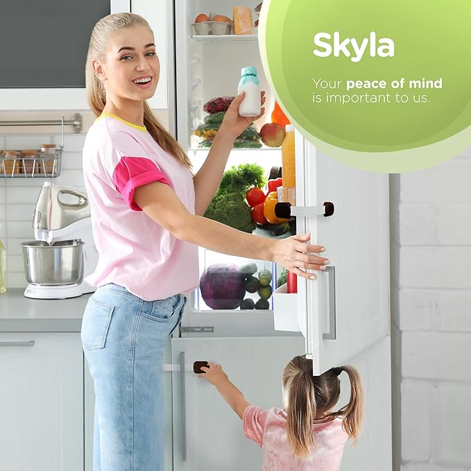 SKYLA HOMES Baby Locks (8-Pack) Child Safety Cabinet Proofing - Safe Quick and Easy 3M Adhesive Cabinet Drawer Door Latches No Screws & Magnets Multi-Purpose for Furniture Kitchen Ovens Toilet Seats