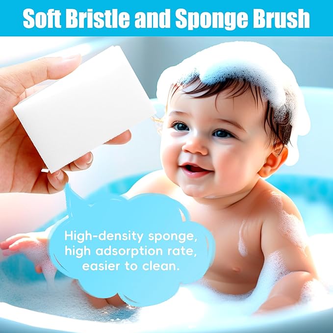 Cradle Cap Brush for Babies, 5Pcs Cradle Cap Treatment Set with Soft Bristle Brushes Silicone Scrubber Fine-Tooth Comb for Newborn Bathing Essentials Baby Brush and Comb Set (White)