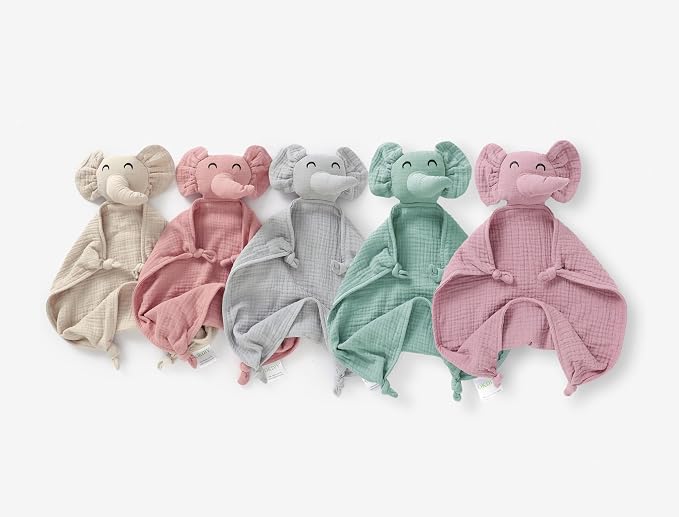 Organic Elephant Loveys for Babies,Muslin Baby Security Blankets for Babies,Soft Elephant Baby Snuggle Animals for Newborn,Newborn Baby Gift,Baby Gift for Boys and Girls (Violet)