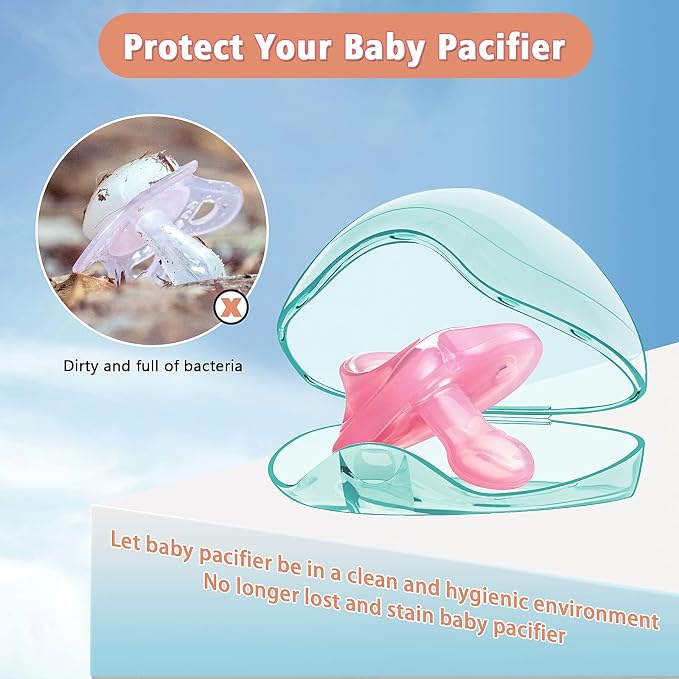 Pacifier Case,6 Pack BPA Free Pacifier Holder Case,Transparent Container Box for Baby Binky（Not Included),Essential Pacifier Accessories,Alway Keep Paci Clean,Easy to Clean(Green)