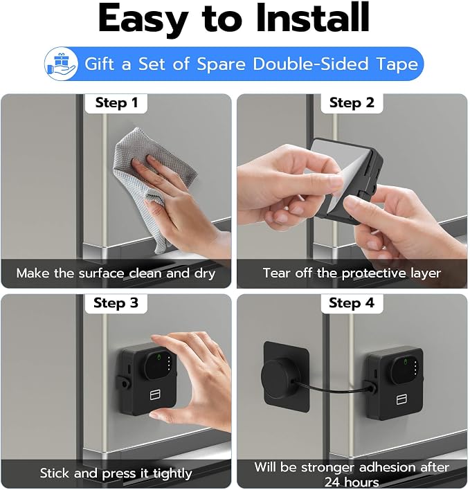 Anweller F8 Smart Refrigerator Lock, Child Proof Baby Safety Fridge Locks for Kids, Palm Vein RFID Bluetooth Biometric Cable Door Lock for Freezer, Cabinets, Drawers, Window, Toilet