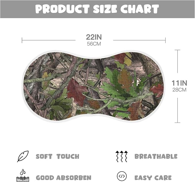Forest Camo Muslin Burp Cloths for Baby Boys and Girls - 1-Pack Ultra Absorbent Muslin Washcloths, Newborn Towel, Milk Spit Up Rags, Burp Cloth Bib for Unisex, 22 x 11 Inch
