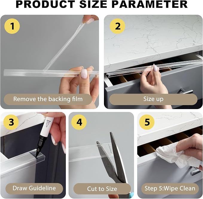 4pcs Cabinet Door Protector, Plastic Edge Protector Trash Drawer Protector Edge Guard, Slip on Protectors for Cabinets– 3/4" Thick, 24" Length, Prevent Wear, Chipping, Discoloration