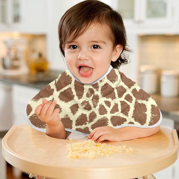 Muslin Burp Cloths for Baby Boys and Girls - 4-Pack Ultra Absorbent Giraffe Print Muslin Washcloths, Newborn Towel, Milk Spit Up Rags, Burp Cloth Bib for Unisex, 22 x 11 Inch