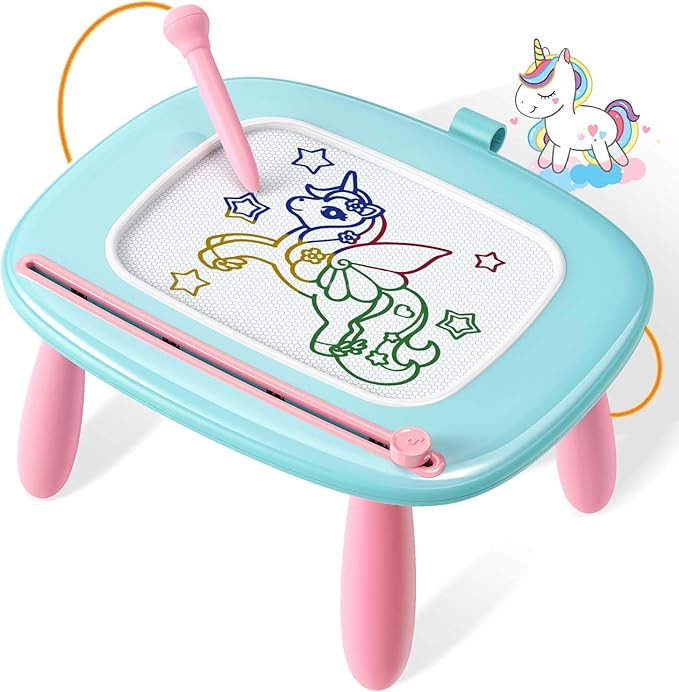 Seimome Magnetic Drawing Board, Toddler Girl Toy for 1-3 Year Old, Doodle Board Pad Learning and Educational Kids Toy for 1 2 3 Year Old Baby Birthday - Mint Blue