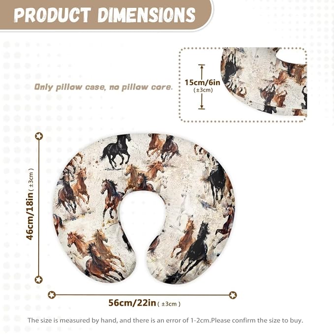 Jeiento Brown Horse Breastfeeding Pillow Covers Soft Comfort Breastfeeding Nursing Pillow Case Stretchy Removable Slipcover for Newborn Boys Girls,Bottle Feeding,Cover Only