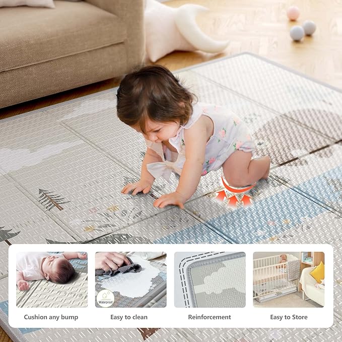 Fodoss Baby Playpen with Mat, Small Play Pen(47x47inch), for Babies and Toddlers, Pen Apartment, Yard Baby, Fence Area Playyard Activity Center (Dark Gray)