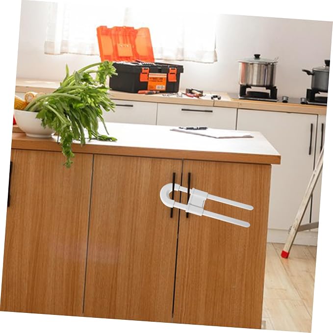 Vaguelly 10pcs Cabinet Locks for Safety U-shaped Locks Easy to Install for Home
