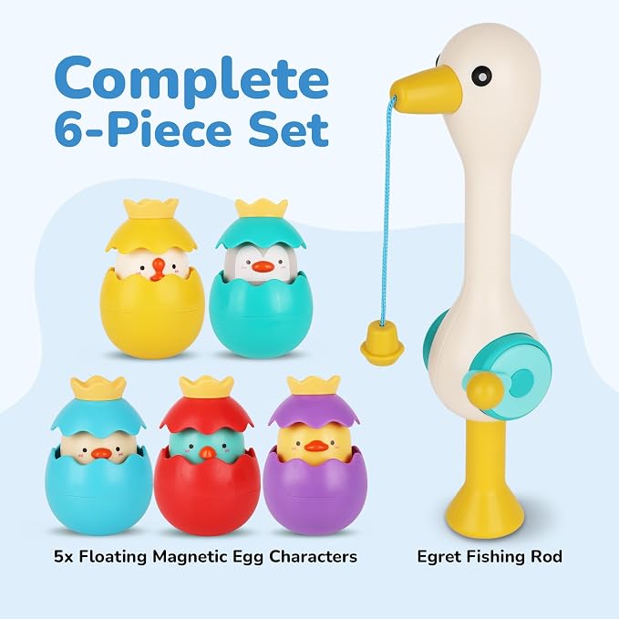 ArtCreativity Magnetic Fishing Toy - Baby Bath Game Fishing Rod with Strong Magnets Catch Floating Plastic Eggs - Waterplay Toys Set for Toddlers Boost Eye-Hand Coordination & Sensory Development