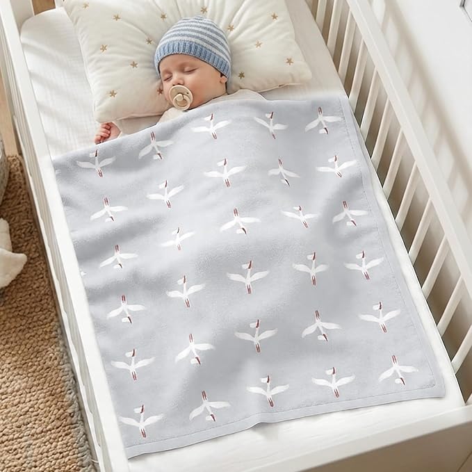 Receiving Baby Blanket,100% Luxury Cotton Knit Baby Blanket,Lightweight Cozy Neutral Swaddling Blanket for Newborns,Boys & Girls,Infant and Toddler
