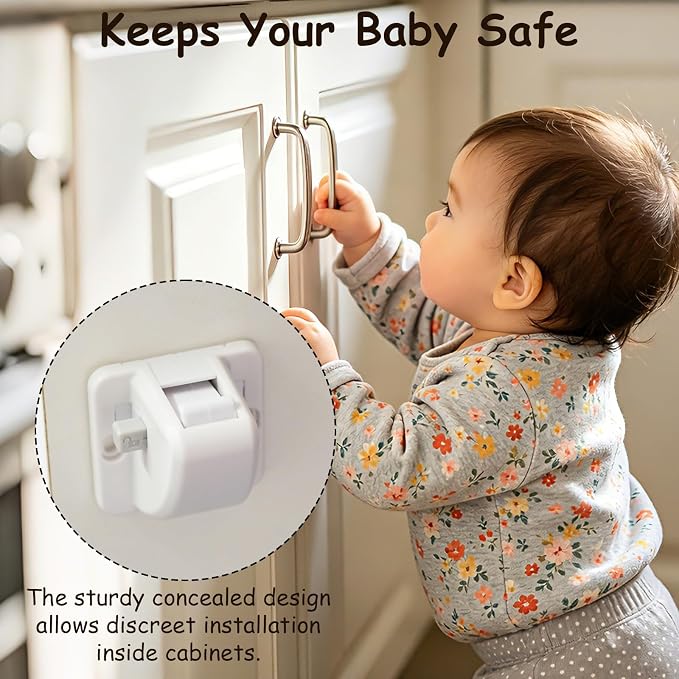 Deeki 20p Baby Safety Magnetic Cabinet Locks Invisible Cabinet Locks for Drawer Door Child Proofing Easy Installation Strong Adhesive