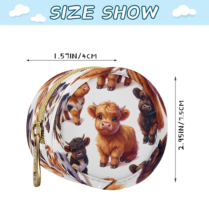 Little Highland Cows Pacifier Holder Case Portable Newborn Baby Pacifiers Pouch with Clip for Boys & Girls