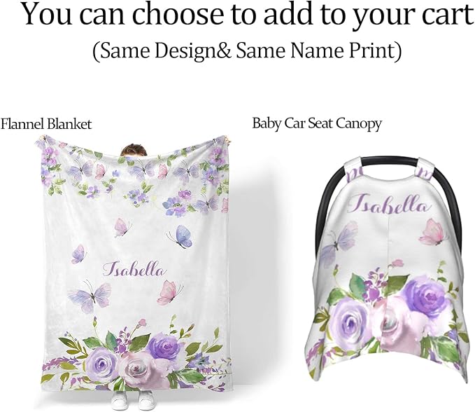 Personalized Diaper Bag Customized Floral Purple Butterfly Waterproof Nursing Bags Custom Mommy Daypack with Name for Travel Outside Daily Use
