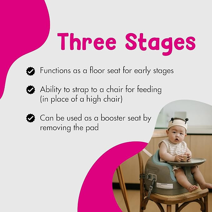 Bumbo 2 Pack 3-in-1 Multi-Seat for 6 to 36 Months, Travel Baby Feeding & Play Floor Seat, All-in-One Portable Booster with Tray & Toddler High Chair, Breige/Desert Mirage