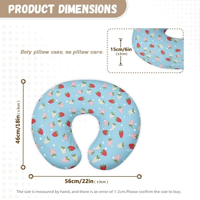 Strawberries Nursing Pillow Cover with Hidden Zipper Strawberries Soft for Moms/Baby Nursing Pillow Cover Stretchy Removable Cover for Breastfeeding Pillow