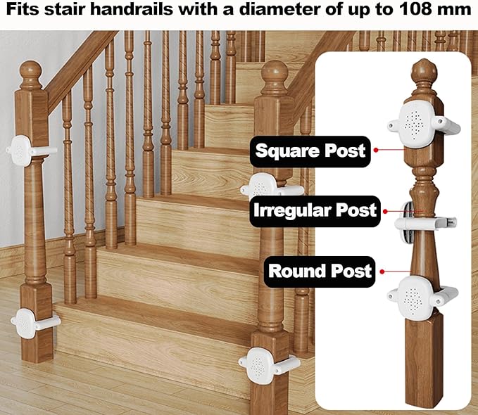 2SET,Stairway Baby Gate Mounting Kit, No-Drill Banister Adapter – Fits Posts 1.5" to 3.5" Wide, Universal Adapter for Pressure or Hardware-Mounted Gates