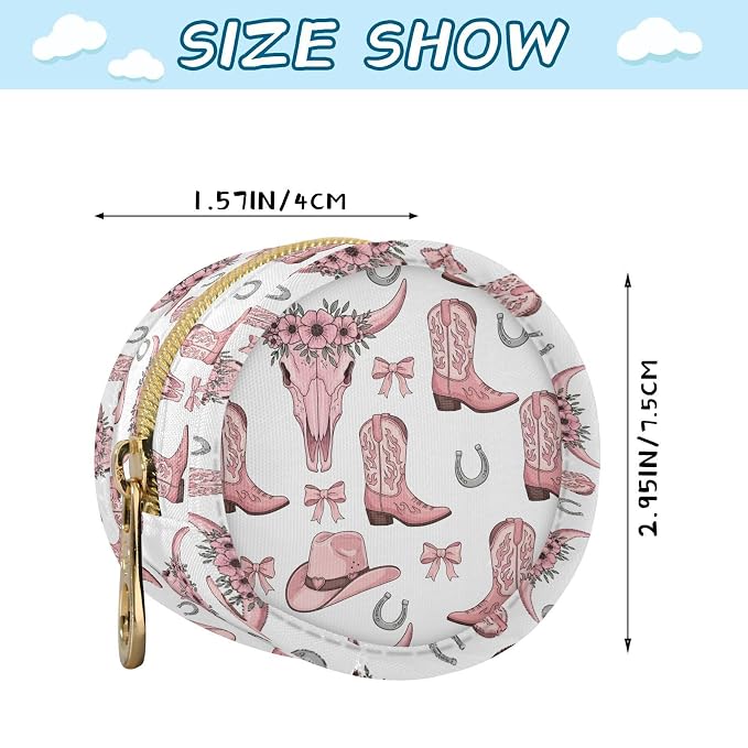 Western Cowgirl Boots Hat White Pattern Pacifier Holder Case with Clip Portable Pacifier Storage Cover for Boys Girls