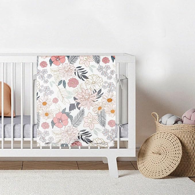 Baby Blankets, Flower Mink Toddler Blanket for Girls, Dotted Backing, Double Layer, Crib Receiving Blanket, for Nursery/Stroller/Toddler Bed/Carseat, 30 x 40 Inch