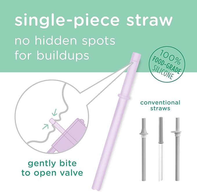 Olababy Clear Sense Silicone Tumbler with Handle & Straw 11 oz, Toddler & Kids Spill Proof Sippy Cup, Leak Resistant, BPA Free Baby Cup, Cupholder Compatible Travel Quencher (Lilac, 1 PK)