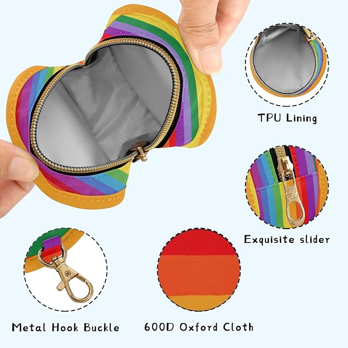 Pacifier Holder with Clip Pacifier Case for Diaper Bag Round Baby Pacifier Pouch Box Bag Portable Vibrant Colorful Stripes