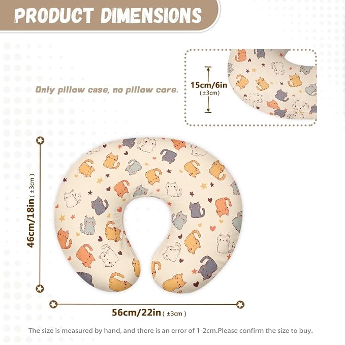 Multi Cute Cat Nursing Pillow Cover for Baby Boy Girl Breastfeeding Slipcover Infant Newborn Nursery Bottle Pillowcase Not Easy to Fade and Pilling