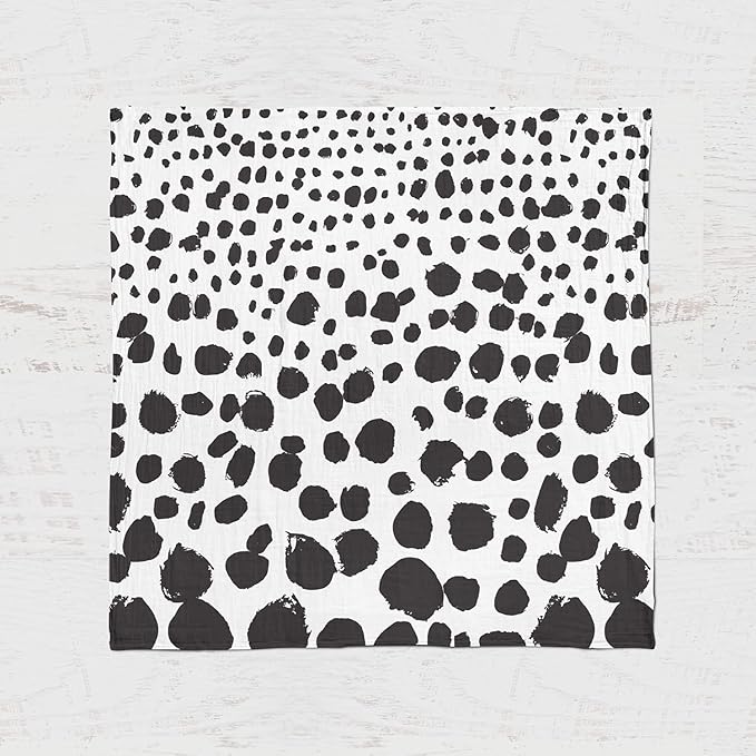 Goobie Baby Organic Muslin Swaddle Blanket, 100% Certified Organic Cotton, Ultra Soft & Breathable, Oversized 47 X 47 Inches for Easy Swaddling, Multi-Use Blanket for Nursing & More (Spotted)