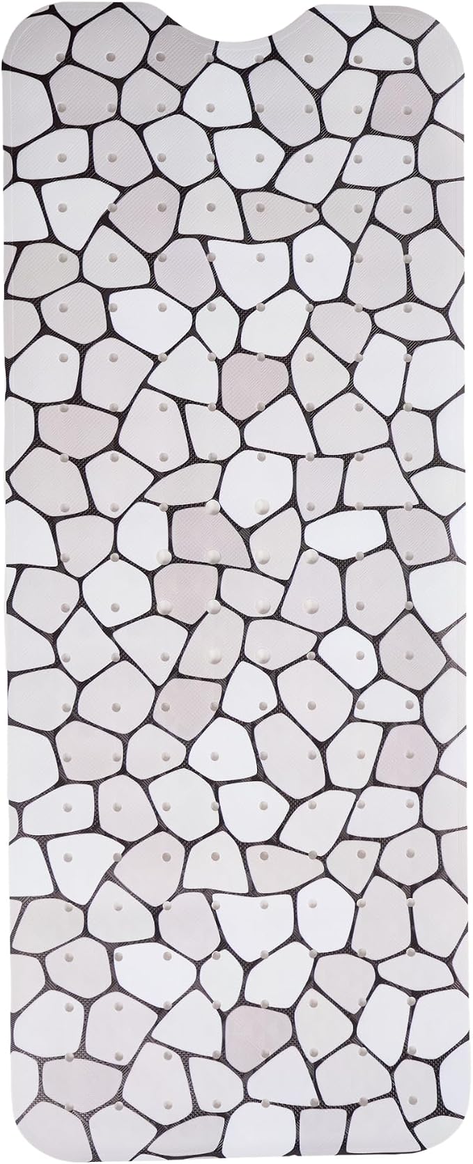 ENKOSI Bath Mat – Large 40 x 16 Inch Non-Slip Bathtub Mat with Secure Suction Cups & Drain Holes – Extra Long Bathroom Shower Mat for Tub with Grey Pebble Design (Grey Pebble 40x16)