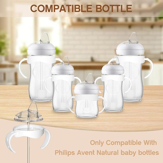 Spout Sippy Cup Conversion Kit for Philips Avent Natural Baby Bottles,Sippy Cups Transition Kit with Soft Spout top,Weighted Straw, Bottle Handle, Cleaning Brush, Dust-Proof Case, 6m+, 4 Pack