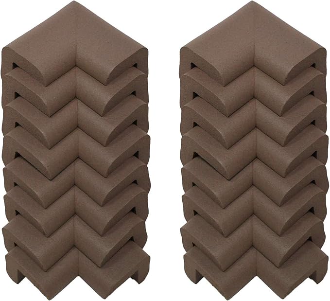 KidKusion Corner Cushion | Made in USA | Brown | 16 Pack | Furniture and Corner Protection