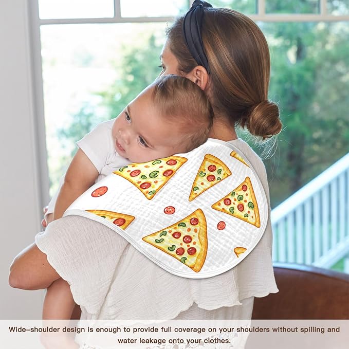 vvfelixl Delicious Sliced Pizza Burp Cloths for Baby Boy Girls Baby Washcloths Burp Rags 1 Pack