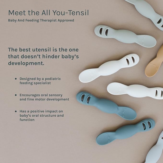 Yeah Baby Goods All You-Tensil, 2 Pack – Silicone Baby Led Weaning Spoon & Dipper - Self-Feeding Spoon Designed by Feeding Specialist to Support Development, 4+ Months Baby Utensils, (Pale Terracotta)