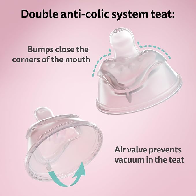 Herobility Anti-Colic Baby Bottles 8.5 fl oz/240ml - Pack of 4 Plastic Baby Bottles, Medium Flow Plastic Bottles, Breast-Shaped Teat for Breastfed Babies - Multicolor - Sand, Woodchuck, Pink, White