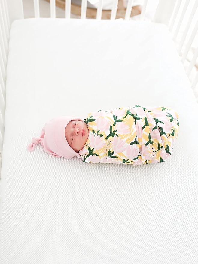 Pickle & Pumpkin 100% Organic Cotton Baby Blanket | Swaddling Blanket | Nursery, Stroller, Receiving Blanket for Babies | Pink Garden Flower