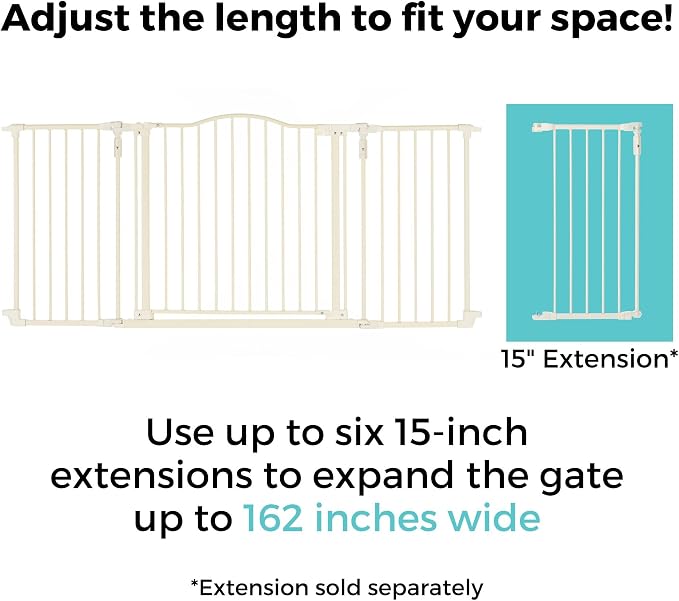 Toddleroo by North States - Deluxe Décor Safety Gate: Hardware Mounted Extra Wide Metal Baby Gate - Adjustable Child Gate - 38.3 to 72 Inches Wide - 30 Inches Tall - Warm White