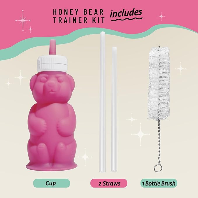 Legendairy Milk Honey Bear Straw Cup for Baby & Toddler, Silicone Squeeze Training Straw Cup, Leak Resistant Baby Sippy Cup with Straw, BPA Free, Dishwasher Safe, Bottle Transition, 8 oz, Green