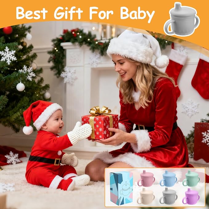 Mity rain 3-In-1 Stainless Steel Sippy Cup for 6+ Month Old, Baby Straw Cups for Toddlers 1-3 with Travel Lid, Silicone Straw, Replacement Straw & Cleaning Brush - 8oz Toddler Cups Spill Proof Set