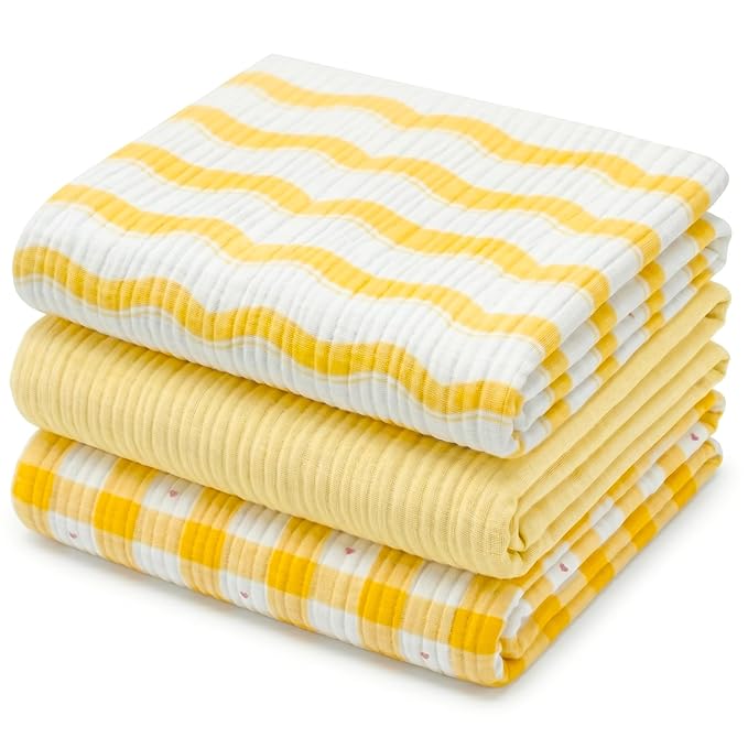 Muslin Swaddle Blankets for Newborns, 3 Pack Multipurpose 100% Organic Cotton, Ultra Soft Breathable Receiving Blanket 39 x 39 inches, Swaddle Wrap for Baby Boys & Girls