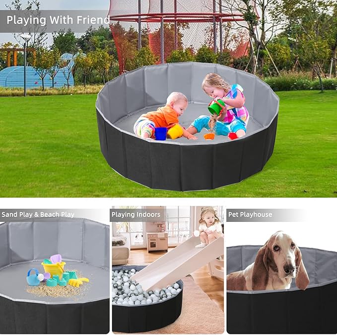 Ball Pit for Toddlers Babies Dogs Cats Iinfant Children, Foldable Ball Pits Play Tent, Crawl Playpen Ball Pool with Storage Bag, Surprise for Boys Girls Festival (Balls Not Included), Black