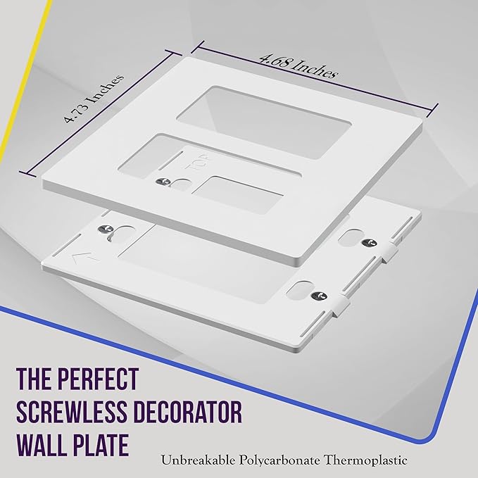 ENERLITES Screwless Decorator Wall Plates Child Safe Outlet Covers, Size 2-Gang 4.68" H x 4.73??L, Unbreakable Polycarbonate Thermoplastic, SI8832-W-10PCS, Glossy, White (10 Pack)