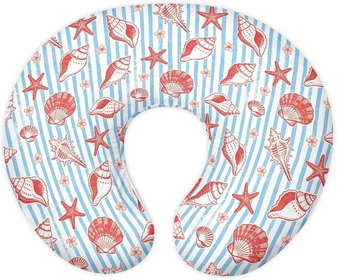 Seashell Starfish Soft Nursing Pillow Covers for Baby Girls Breastfeeding Pillows Cover for Baby Nursing Pillow Slipcovers Infant Breastfeeding Pillows Slipcover Breathable for Breastfeeding