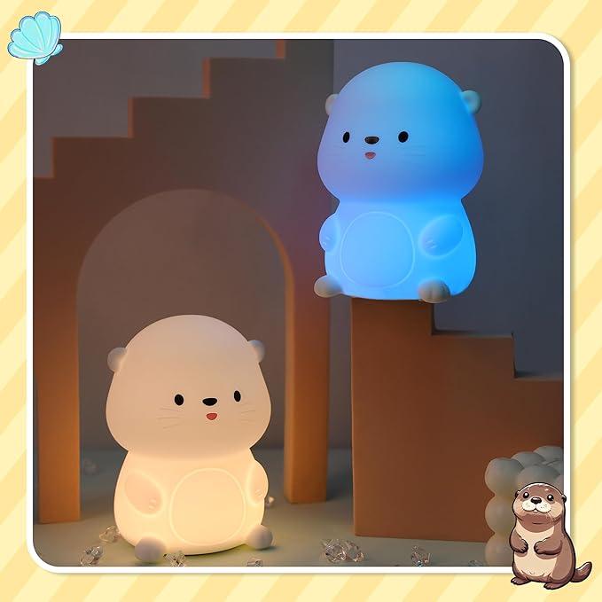 Attivolife Otter Night Light for Kids, Cute Sea Otter Silicone Lamp, Protable Nursery Table Lamp with 7 Color & Dimmable & Timer, Toddler Room Decor Gifts for Baby Children Teen Birthday Christmas