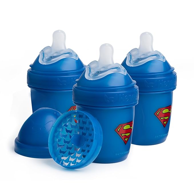 Herobility Anti-Colic Baby Bottles 5 oz / 140 ml ??Pack of 3 Newborn Baby Bottles, Slow Flow Plastic Bottles, Breast-Shaped Teat for Breastfed Babies, Small Baby Bottles, Swedish Design, Superman