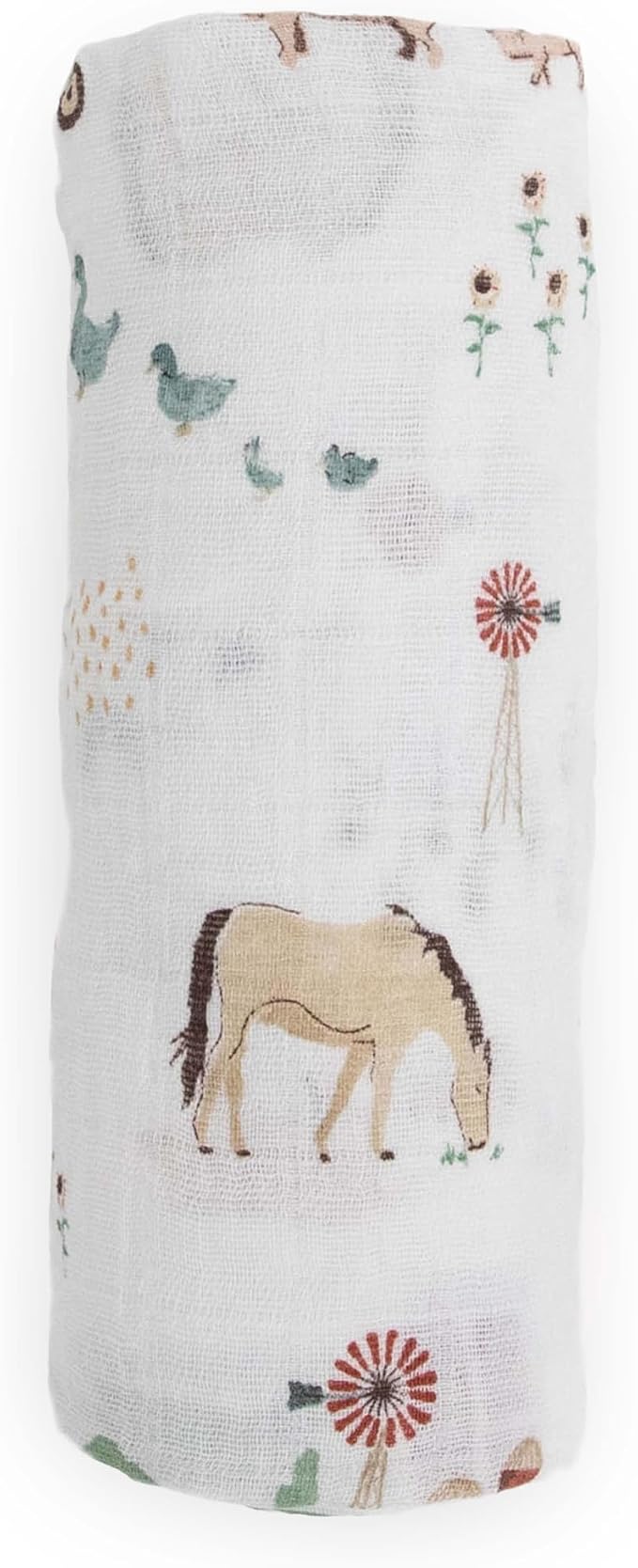 Little Unicorn Premium Cotton Swaddle Baby Blanket | Breathable Fabric | for swaddling, Play, Nursing & More (Farmyard)