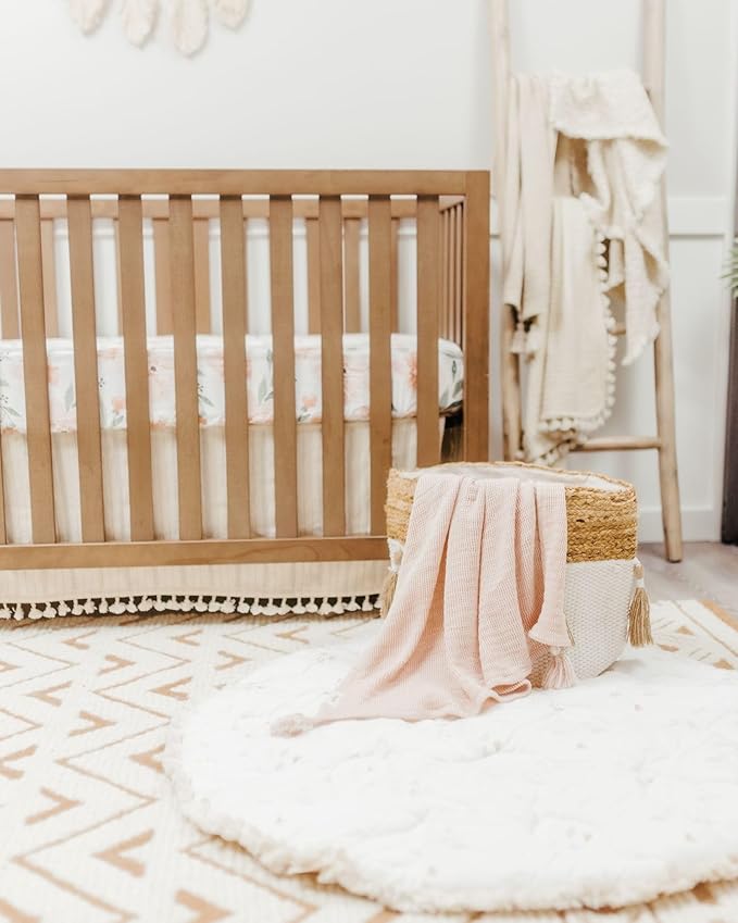 Crane Baby Dusty Rose Luxe Blanket, Soft Cotton Nursery and Stroller Blanket, Cotton and Cashmere, 36" x 36"