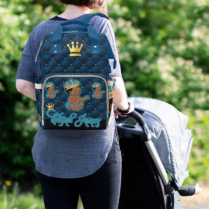 M YESCUSTOM Custom Diaper Bag Backpack for Women Personalized Tote Bag Travel DayPack for Nappy Mommy Bag Mother's Day Gift Blue