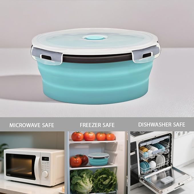 8 Collapsible Food Storage Containers, Silicone Collapsible Food Storage Containers, Collapsible Food Storage Silicone, Rv Collapsible Bowls, Collapsible Storage Containers for Food Camping