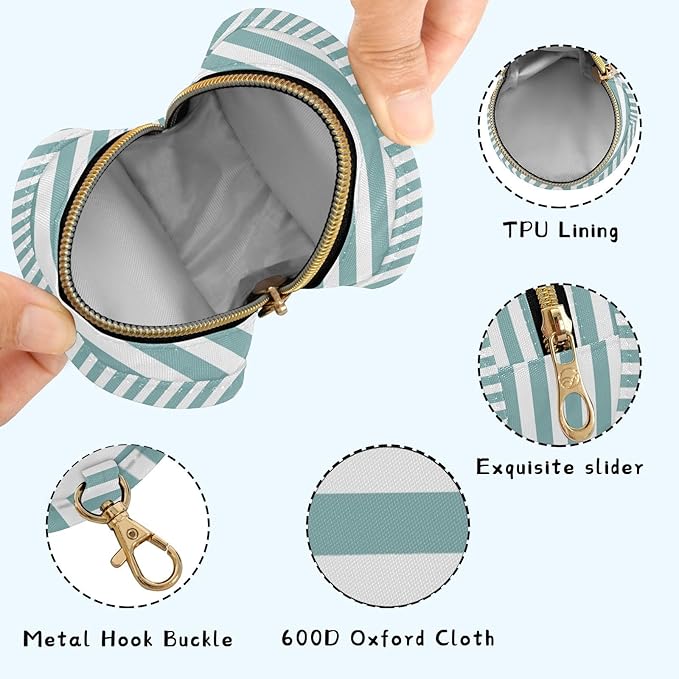 Teal Stripes Pacifier Holder Case Newborn Pacifier Storage Pouch for Boys Girls Easy Attach to Diaper Bag Portable Baby Essentials Container