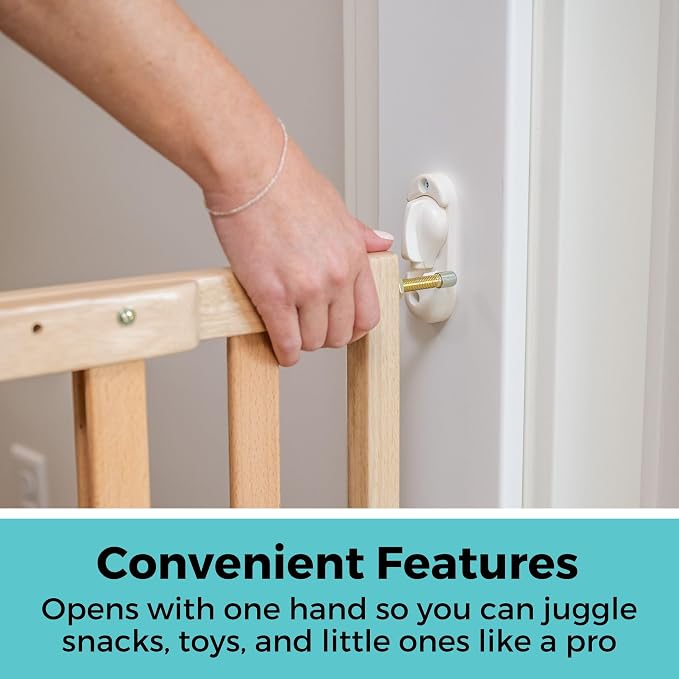 Toddleroo by North States LuxeCraft Wood Baby Safety Gate for Stairs & Doorways, Hardware Mount, Adjustable 25.25 to 39.25 Inches Wide, 30 Inches High, Beechwood Natural Wood