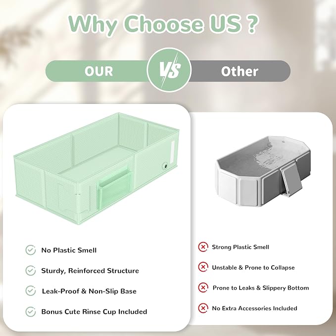 Collapsible Baby Bathtub, Foldable Toddler Bath Tub with Chick Pattern Bath Rinse Cup, No Assembly Portable Travel Bathtub for 6M-5Y, Ideal for Shower, Travel Essentials & Baby Registry Gift
