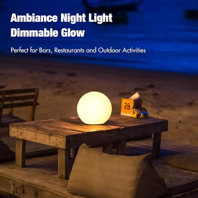Kids Night Light, Dimmable Bedside Lamp, for Baby Nursery and Room Décor, 16 RGB Color-Changing, 4.8Inch Globe Light, Waterproof Floating Pool Light, Rechargeable Ambiance Light with Remote Control